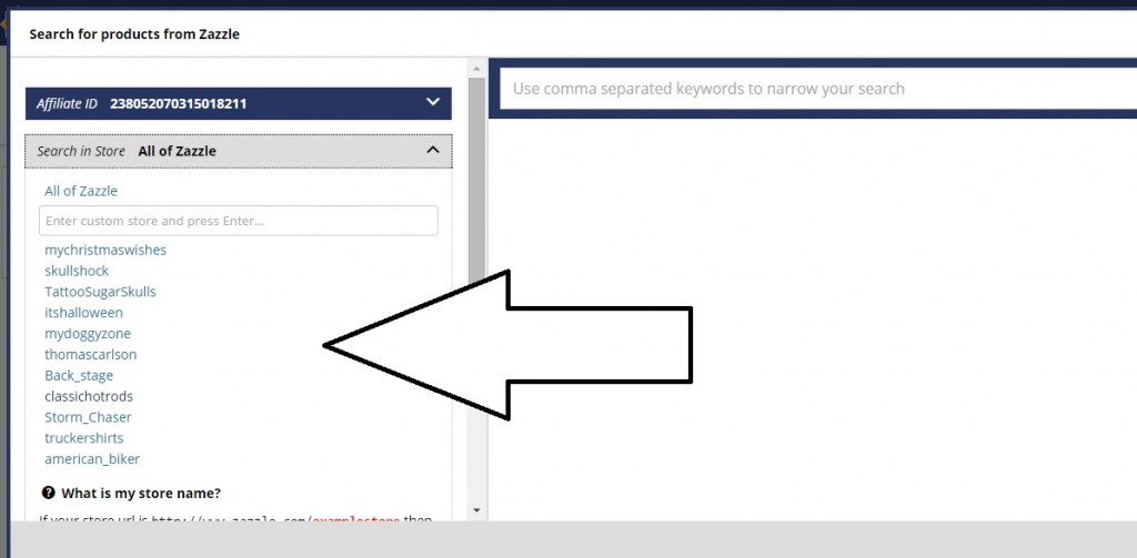 Search by zazzle store name